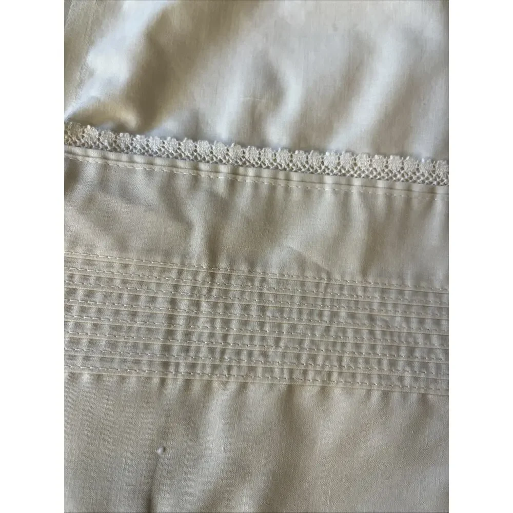 Vintage Spring Maid Wondercale‎ Ivory Crochet Queen Sheet Flat Pillowcase 2 Pcs